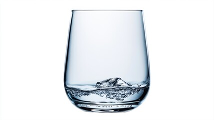 Clear Glass With Water Splash Captured In Motion Against Simple Background