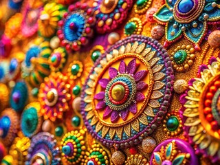 Vibrant Abstract Festival Pattern Background Texture - Macro Photography