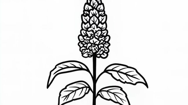 Elegant black and white vector illustration of a flowering plant