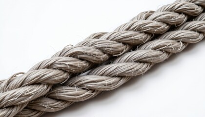 Fototapeta premium a climbing rope, white background, thick braid, strong fibers, 4k resolution