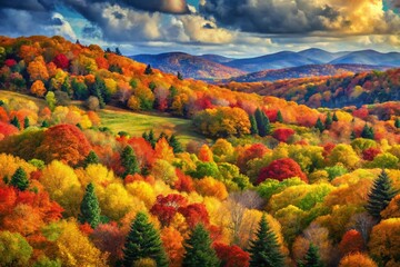 Obraz premium Vibrant Autumn Landscape: Intricate Paintbrush Strokes Bulletin Board Background