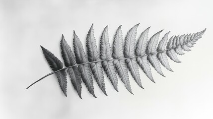 Obraz premium Monochrome fern frond on white, botanical study