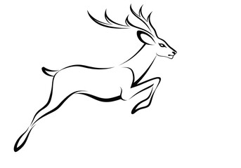 Fototapeta premium A dynamic line drawing of a leaping impala.