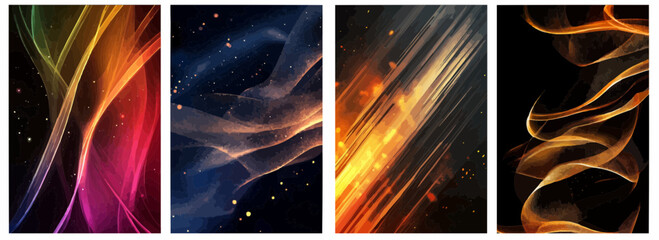Vector pattern set of abstract black gradient lines on a background