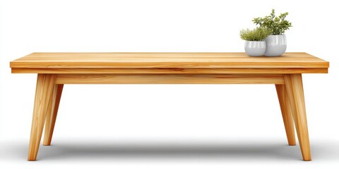 Stylish Light Wooden Table with Potted Plants Perfect for Home or Office Decor