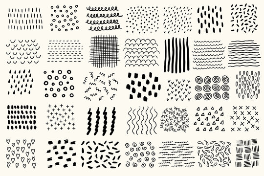 brush strokes ink set, Big set of grunge stains of different shapes.