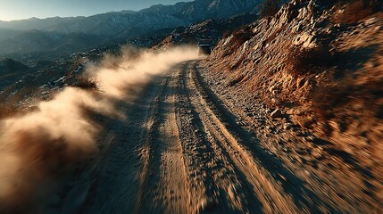 Ultra-Detailed Loess Tire Tracks Aerial View – Adventure Tourism, Agricultural Tech, Desert Documentary Visuals