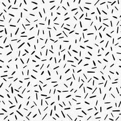 Memphis style background with small pen stripes. Retro black and white texture.