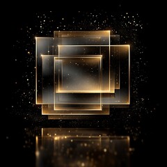 Golden geometric shapes on a black background