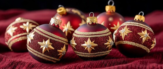 Festive ruby ornaments sparkle on knit