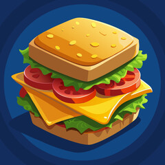 Delicious and Appetising Cheese Tomato Sandwich Illustration