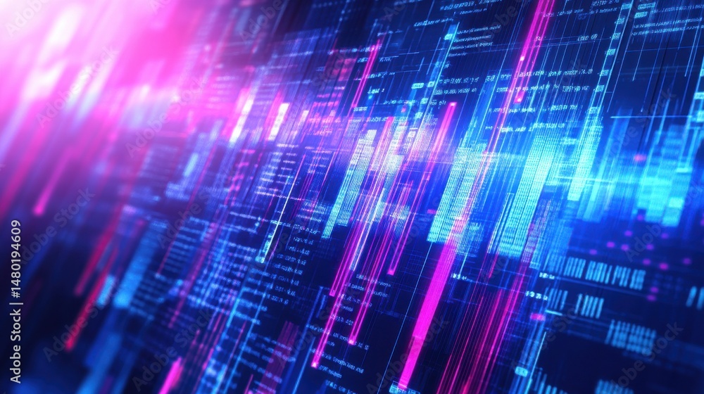 Aufkleber abstract colorful data visualization with blue and pink elements