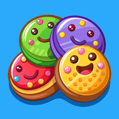 Obraz premium Happy Colorful Cookies Stacked Sweet Treats Dessert