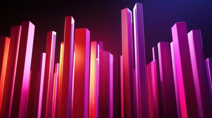 Obraz premium Abstract Vertical Structures in Vibrant Colors and Soft Lighting