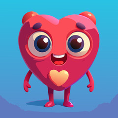 Cute Cartoon Heart Character Happy Smiling Design
