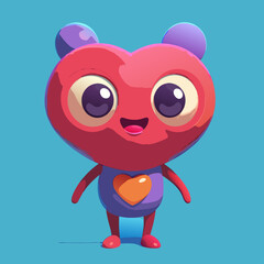 Adorable Cartoon Heart Shaped Creature with Big Eyes
