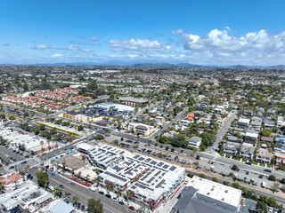 Aerial view of wealthy Encinitas town in San Diego, South California, USA. 
