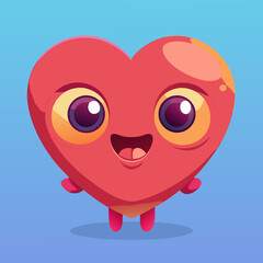 Happy Cartoon Heart Character Illustration Design