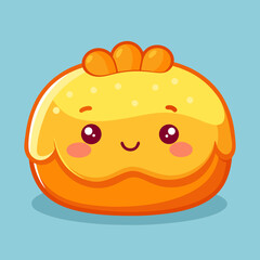 Cute Cartoon Orange Cake with Happy Face Illustration