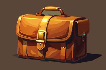 Vintage Brown Leather Briefcase Illustration