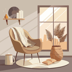 Cozy Living Room Interior Design with Armchair and Natural Decor