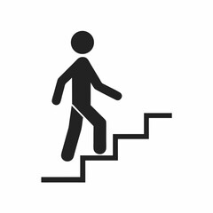 Minimalist Person Climbing Stairs vector Illustration.