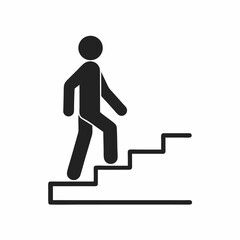 Minimalist Person Climbing Stairs vector Illustration.
