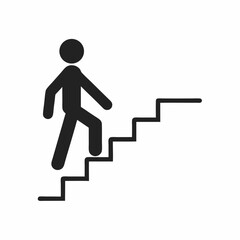 Minimalist Person Climbing Stairs vector Illustration.