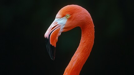 Close-up of a vibrant flamingo's neck and head