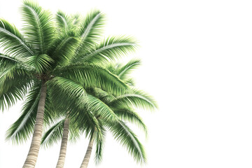 Lush green palm trees against a white background tropical paradise vacation getaway summer vibes exotic plants nature scene