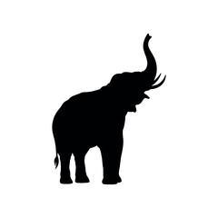 Obraz premium Vector silhouette of elephant on white background