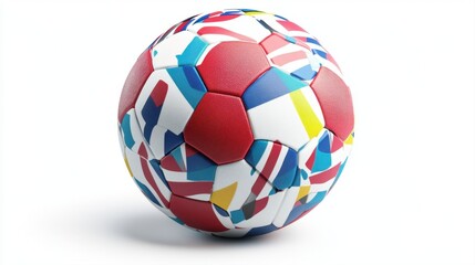 Obraz premium Colorful Soccer Ball with International Flag Design on a Clean Background