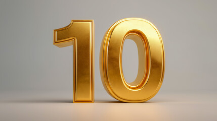 Elegant 3D gold metallic number 10