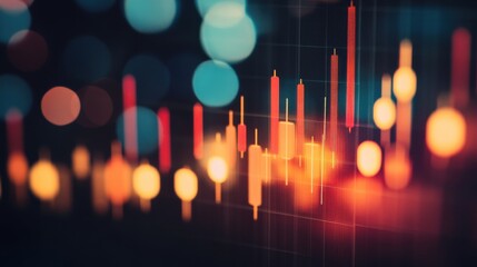 Abstract Financial Graph with Colorful Candlestick Chart Elements