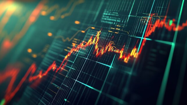 Abstract Financial Chart with Data Visualization and Graph Elements