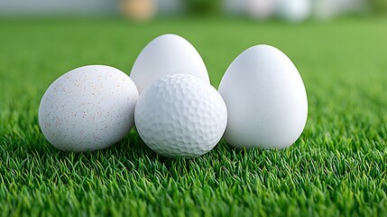 Naklejka premium White Pastel Easter Eggs on Infinite Green Plain Background for Seasonal Decor