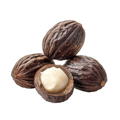 Group of shea nuts isolated on transparent background