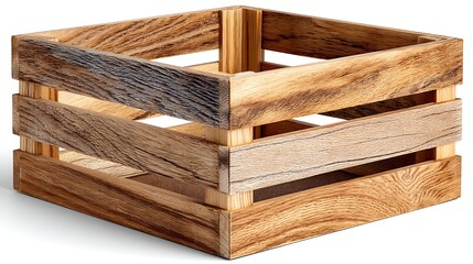Rustic Wooden Square Crate with Warm Light Hue and Plank Structure for Storage