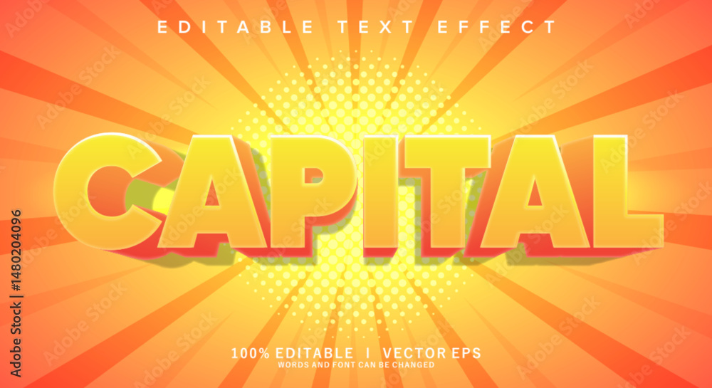 Poster capital vector text effect with modern style design
