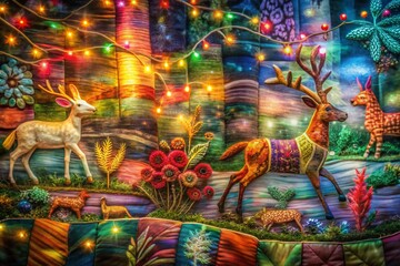 Fototapeta premium Whimsical Animal Patchwork: Organic Texture Repeat Design - Long Exposure Stock Photo
