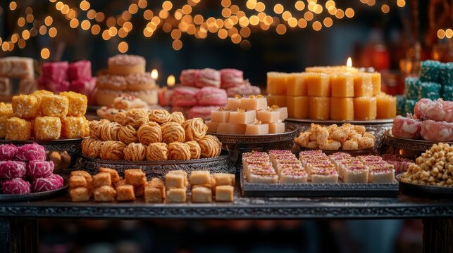 Colorful assorted sweets and treats