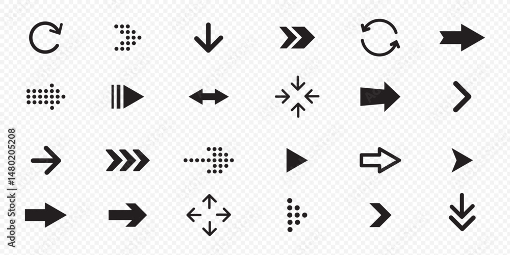 Poster arrows big black set icons, arrow vector collection cursor. cursor. modern simple arrows. vector ill