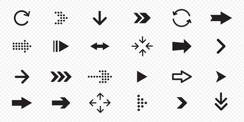 Arrows big black set icons, Arrow vector collection cursor. Cursor. Modern simple arrows. Vector illustration.