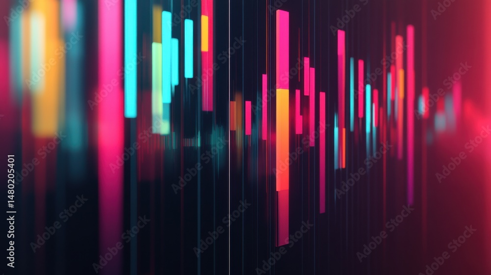 Poster dynamic stock market visualization with colorful data elements