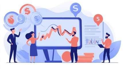 Business Team Analyzing Financial Data on Computer Screen