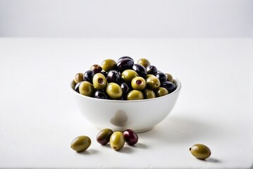 Fresh Green and Black Olives in a Bowl, Highlighting Mediterranean Flavor and Healthy Ingredients