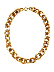 Gold Chain Necklace with Heart-Shaped Locket for Women Isolated on Transparent Background

