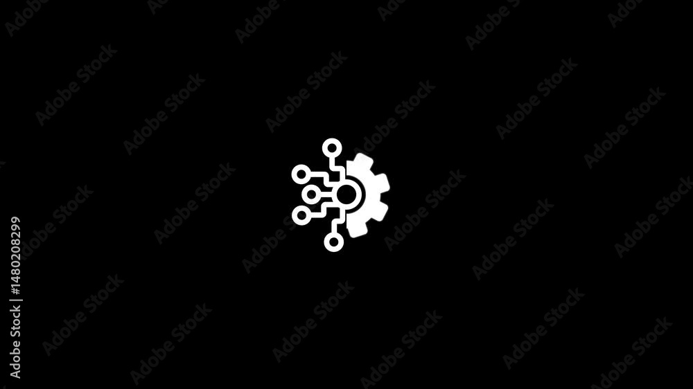 Poster digital gear with circuit lines icon animation. creative concept of business automation, engineering
