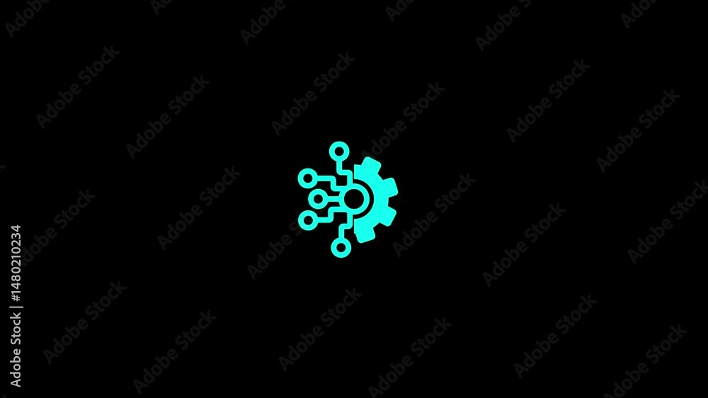 Poster digital gear with circuit lines icon animation. creative concept of business automation, engineering