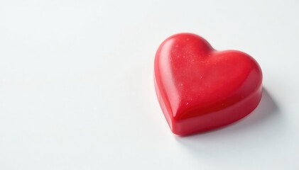 Close-up of a single red heart-shaped Valentine's Day candy on a white background , treat, february